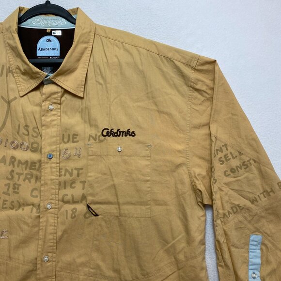 VINTAGE Akademiks Shirt Mens 3XL Tan All Over Print Hip Hop Rap Y2K - Picture 4 of 16